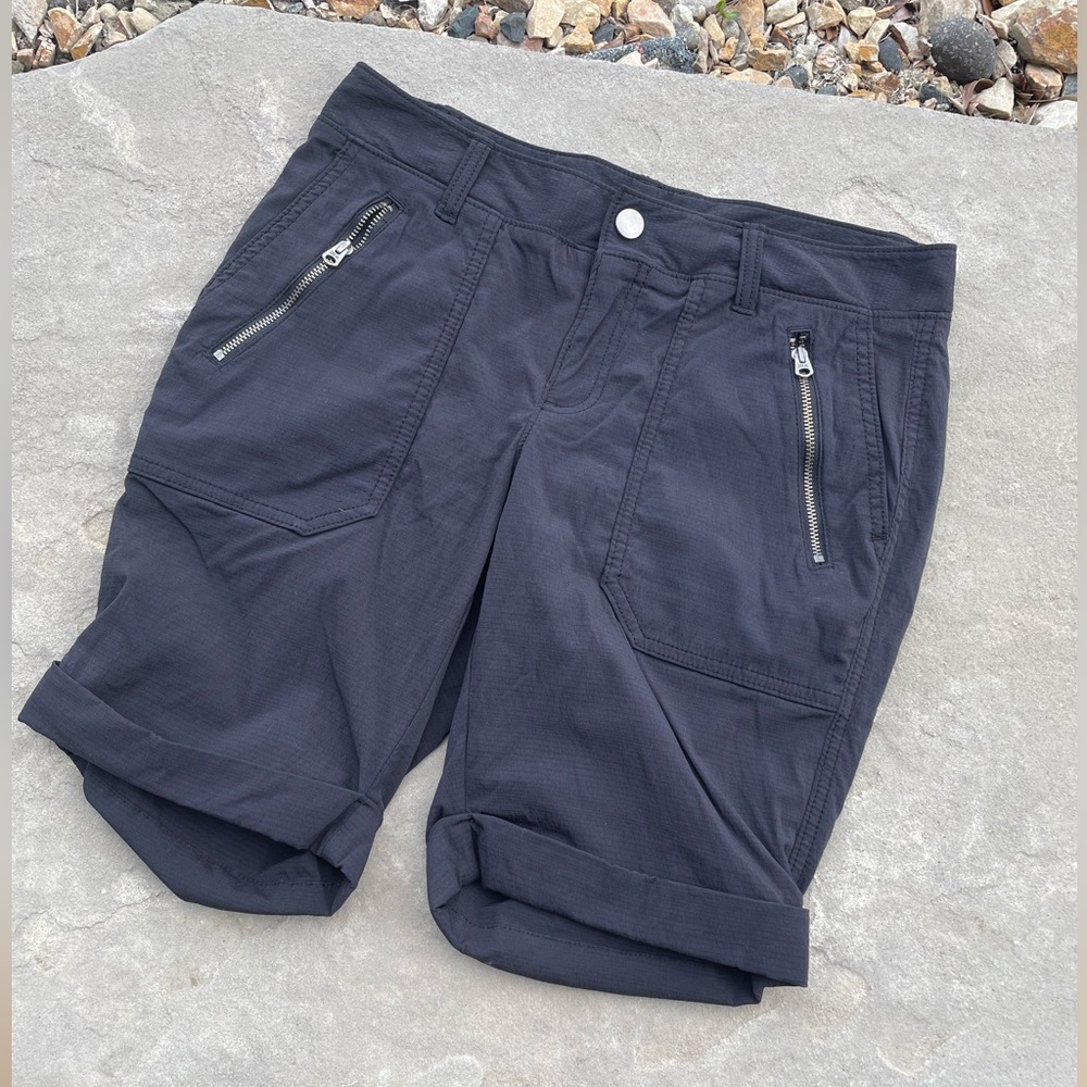 Athleta black nylon Bermuda activewear shorts